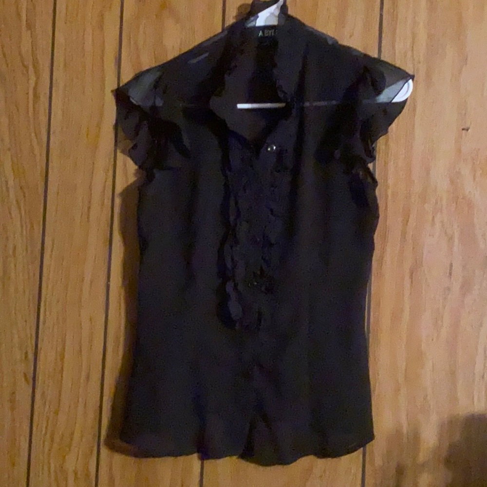 A. Byer Sheer Black Sleeveless Blouse/ button up.